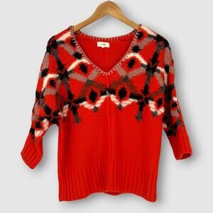 Anthropologie Fiets Voor 2 Geometric Knit Wool Blend Sweater Women’s Medium